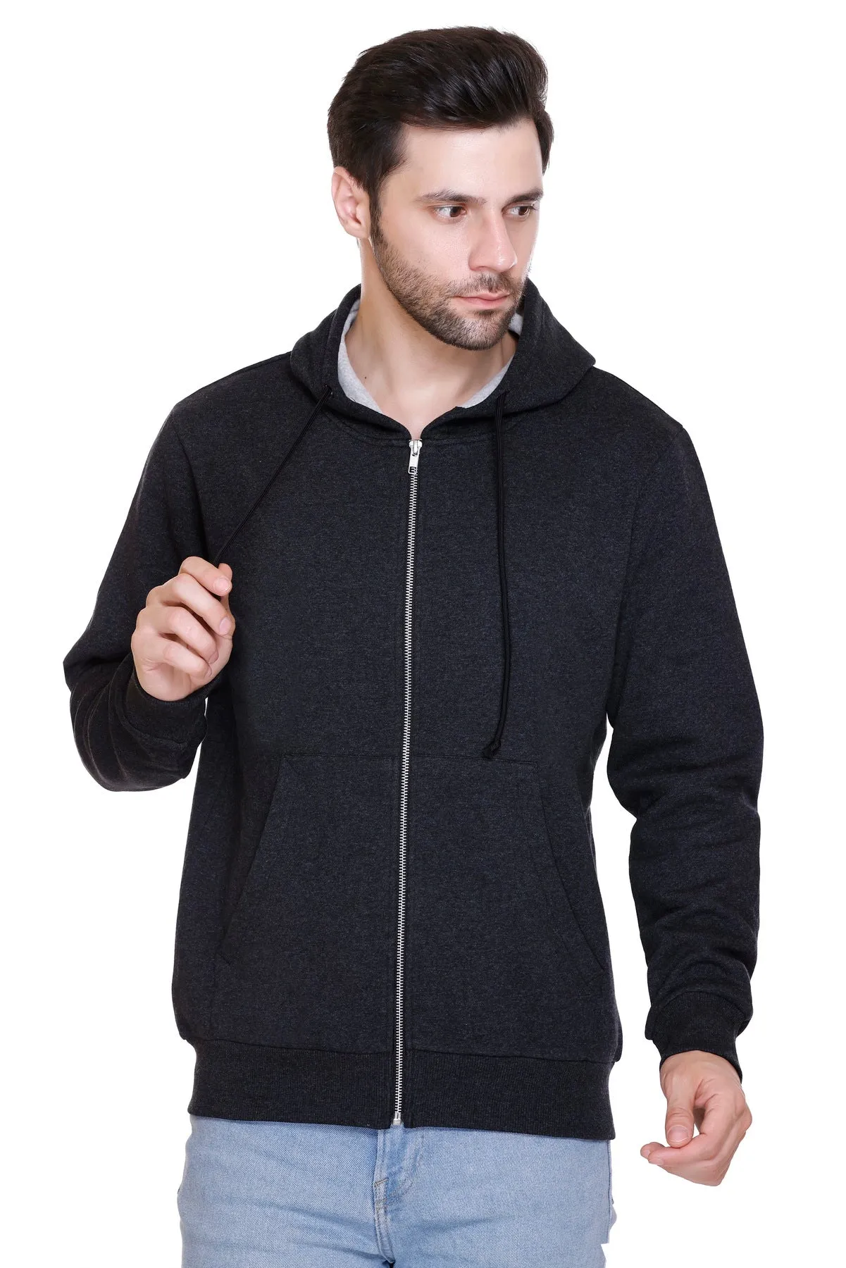 100% Recycled Zipper Hooded Jackets (Black Heather)