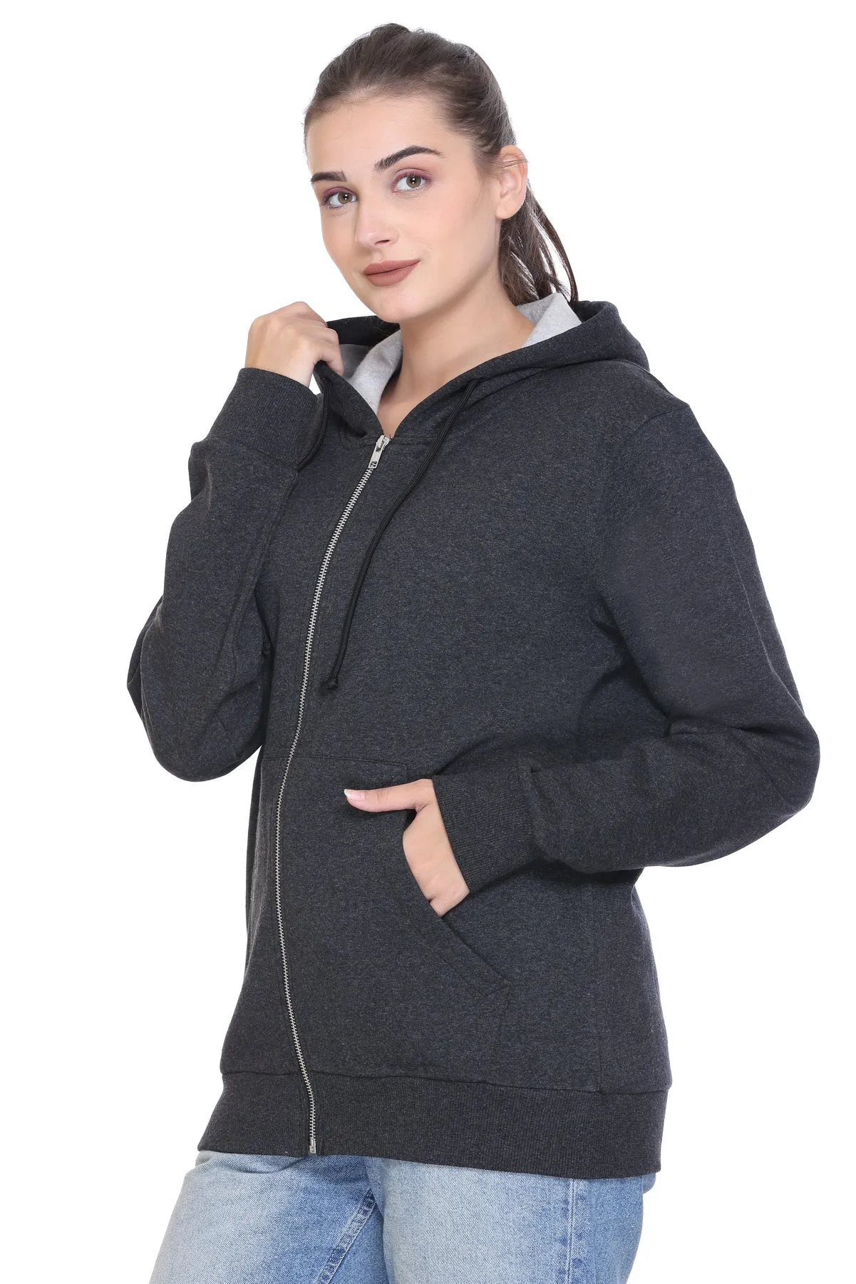 100% Recycled Zipper Hooded Jackets (Black Heather)