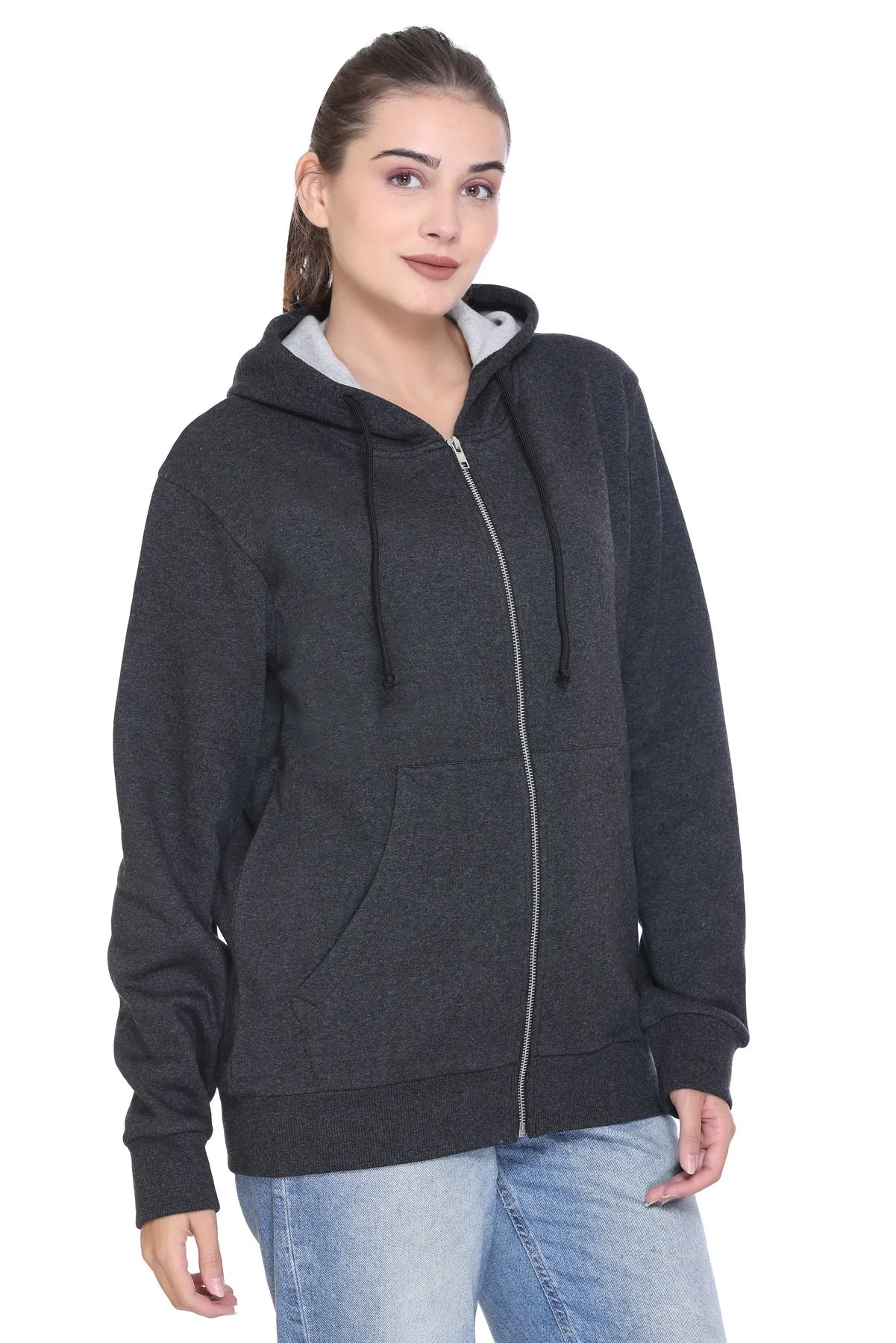 100% Recycled Zipper Hooded Jackets (Black Heather)