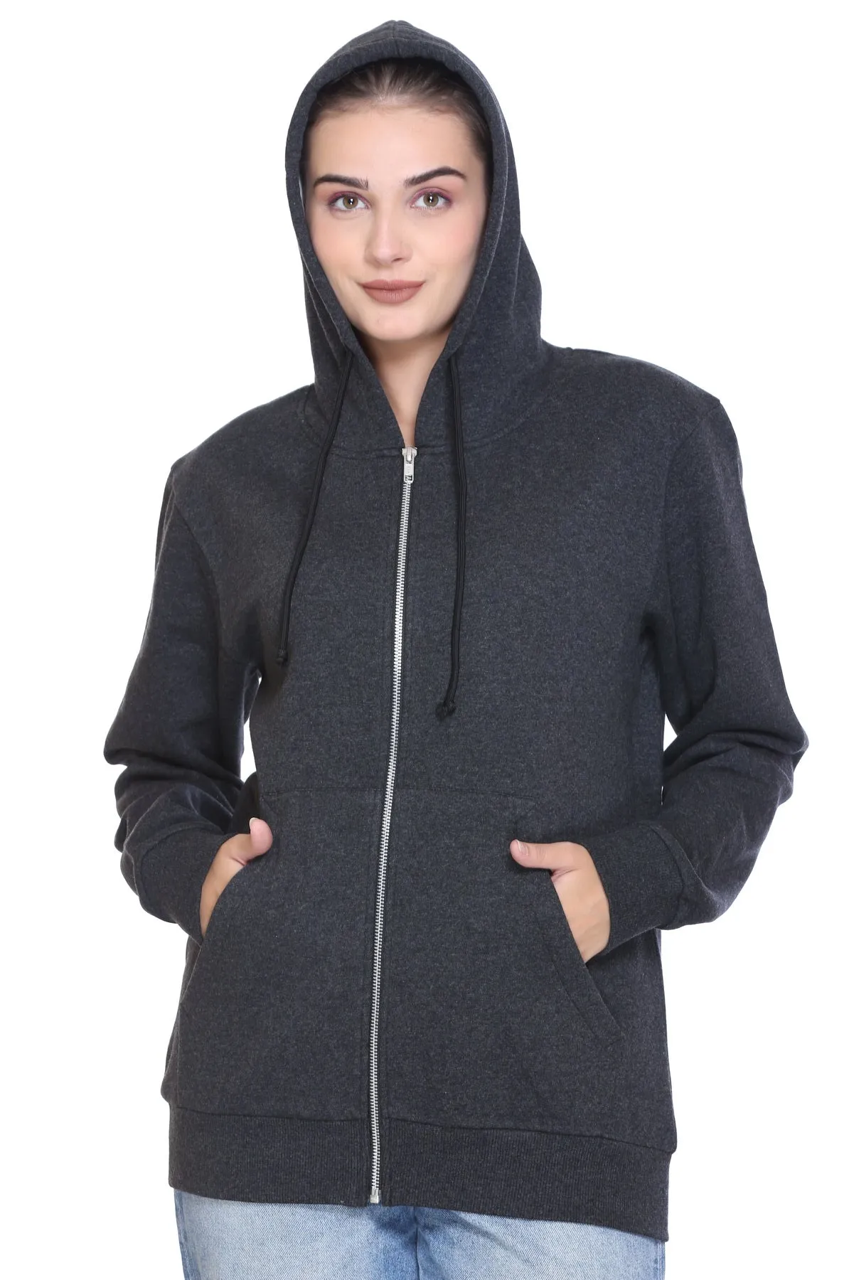 100% Recycled Zipper Hooded Jackets (Black Heather)