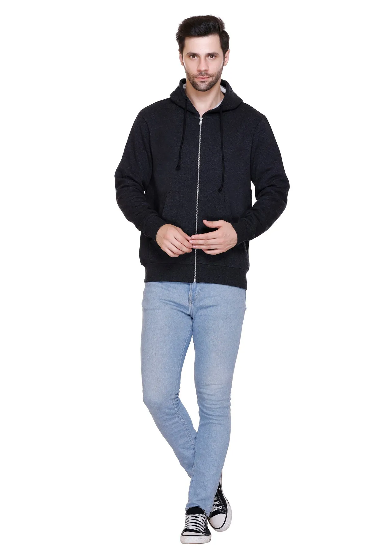 100% Recycled Zipper Hooded Jackets (Black Heather)