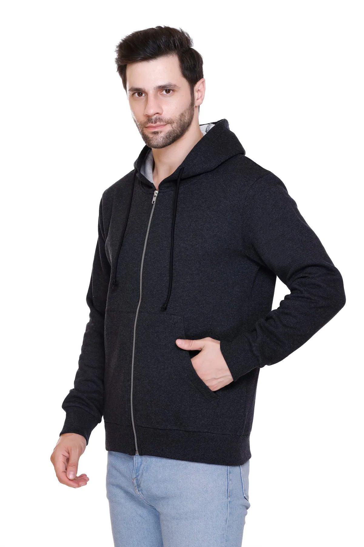 100% Recycled Zipper Hooded Jackets (Black Heather)