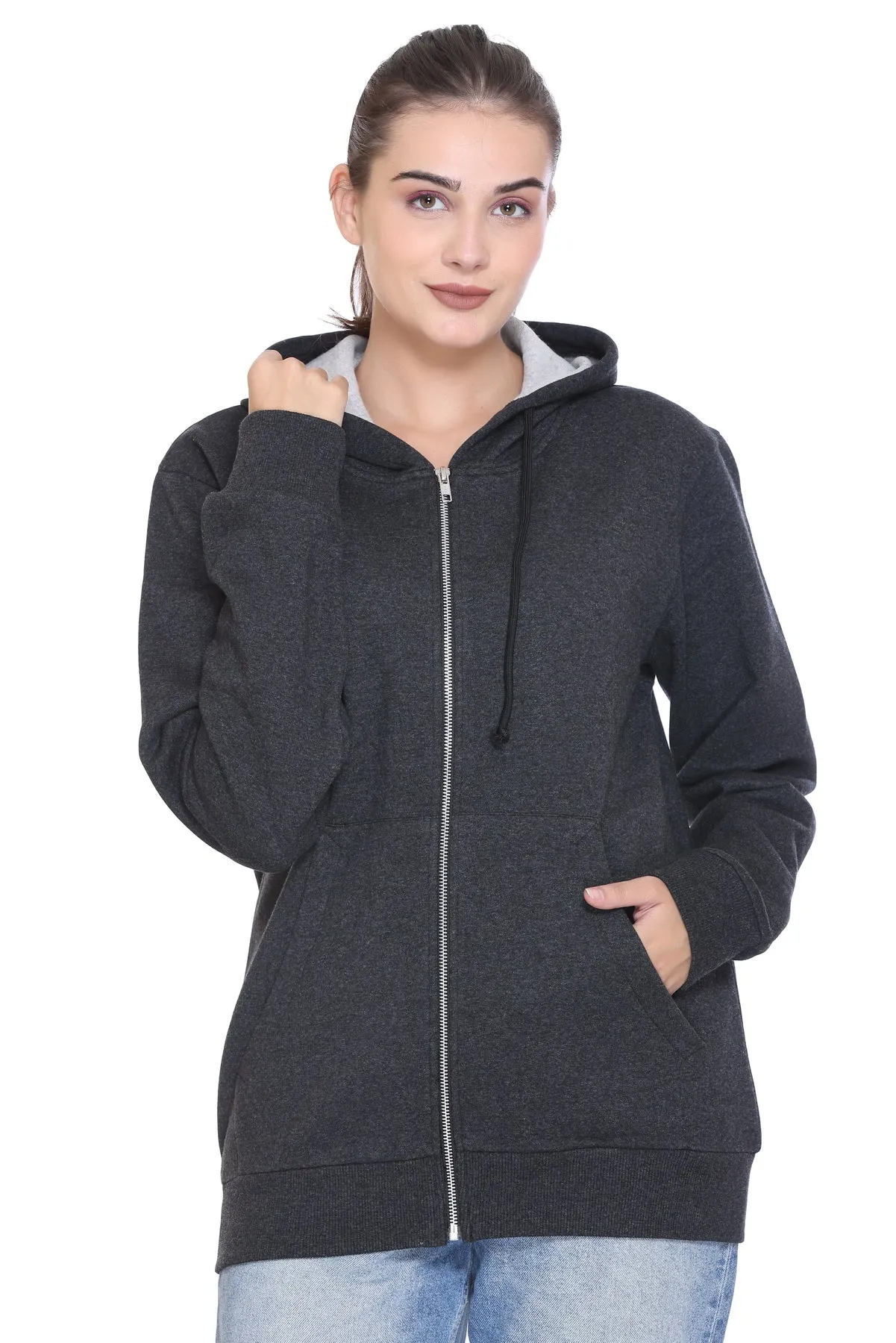 100% Recycled Zipper Hooded Jackets (Black Heather)