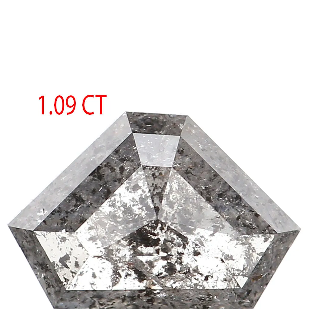 1.09 Ct Natural Loose Shield Shape Diamond Salt And Pepper Shield Cut Diamond 5.45 MM Black Gray Color Shield Shape Rose Cut Dia