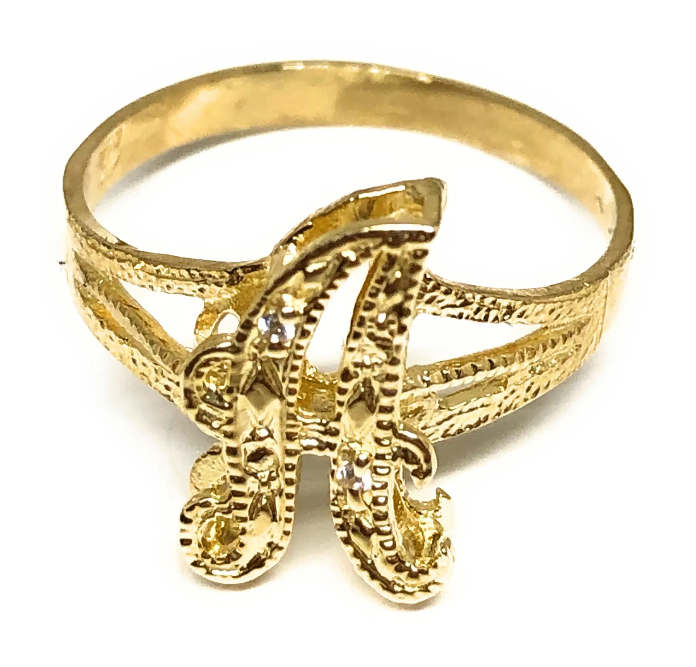 10k Solid Gold Yellow Cursive 3D Double Illusion Letter CUSTOMIZED Initial Ring