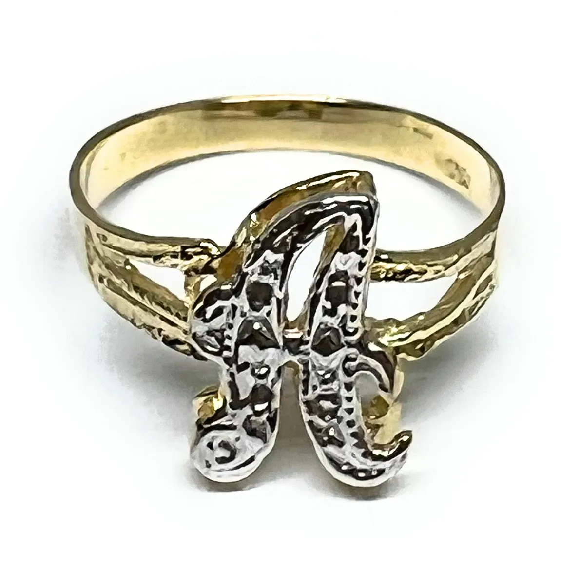 10k Solid Gold Yellow Cursive 3D Double Illusion Letter CUSTOMIZED Initial Ring