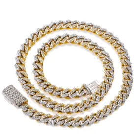 10K Two Tone Yellow and White Gold 22 Cuban Chain Prong Setting With 19.75 CT Diamonds