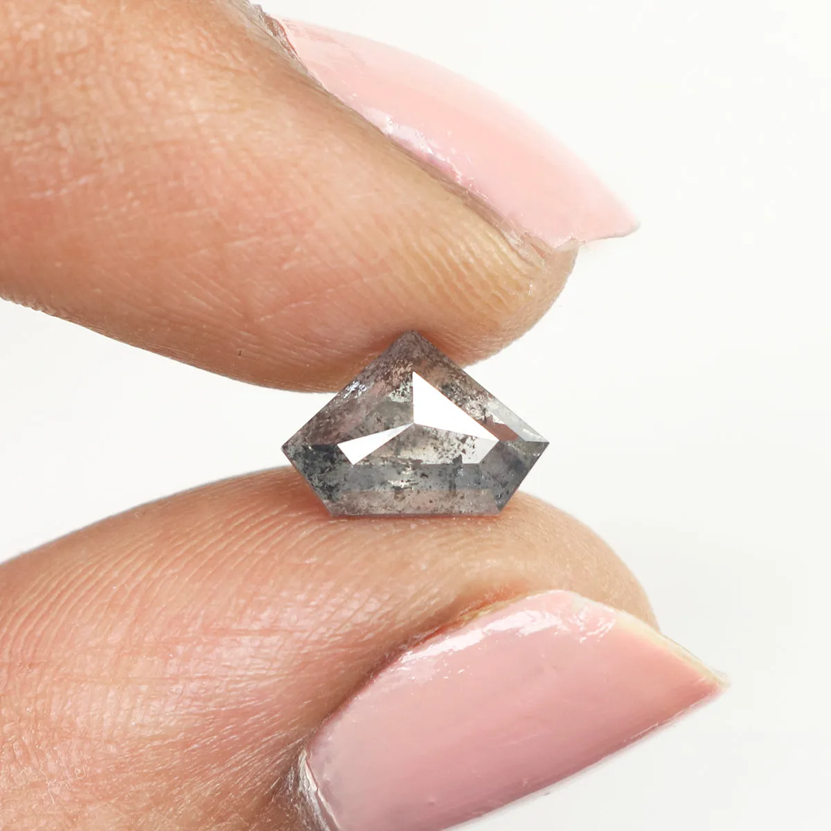 1.17 Ct Natural Loose Shield Shape Diamond Salt And Pepper Shield Cut Diamond 6.05 MM Black Gray Color Shield Shape Rose Cut Dia