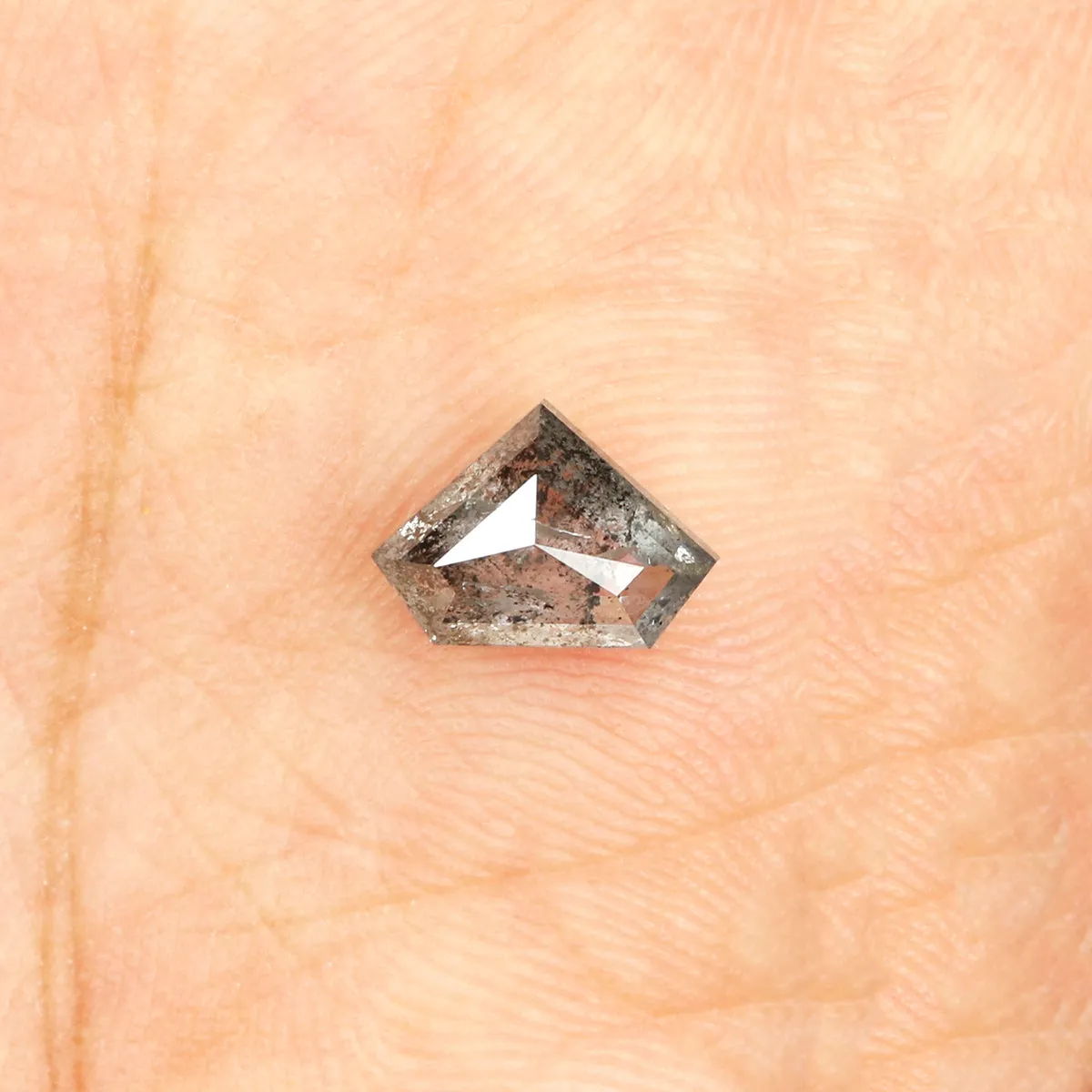 1.17 Ct Natural Loose Shield Shape Diamond Salt And Pepper Shield Cut Diamond 6.05 MM Black Gray Color Shield Shape Rose Cut Dia