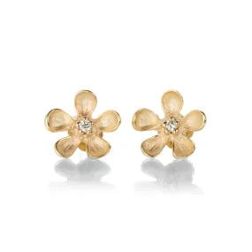 14k Gold Large Flower Studs