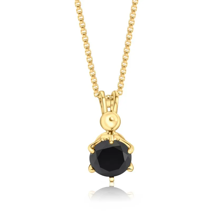 14K Gold Plated Black Cz Pendant Necklace