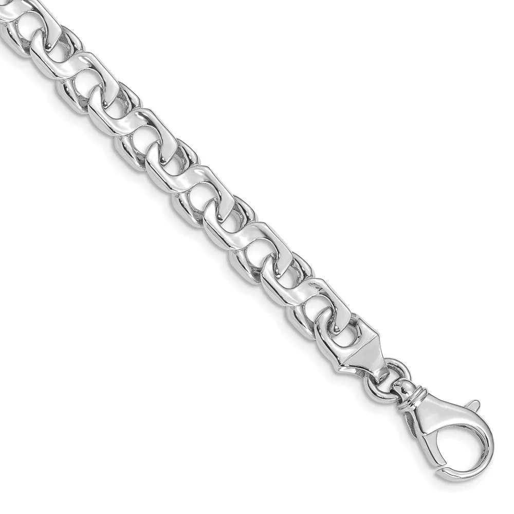 14K Yellow or White Gold, 7.5mm Fancy Figure-8 Chain Bracelet, 8 Inch