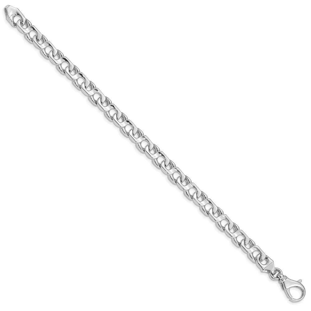 14K Yellow or White Gold, 7.5mm Fancy Figure-8 Chain Bracelet, 8 Inch