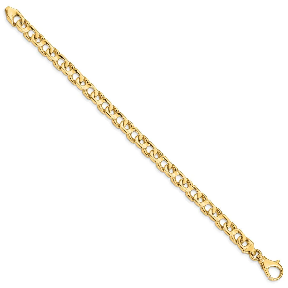 14K Yellow or White Gold, 7.5mm Fancy Figure-8 Chain Bracelet, 8 Inch