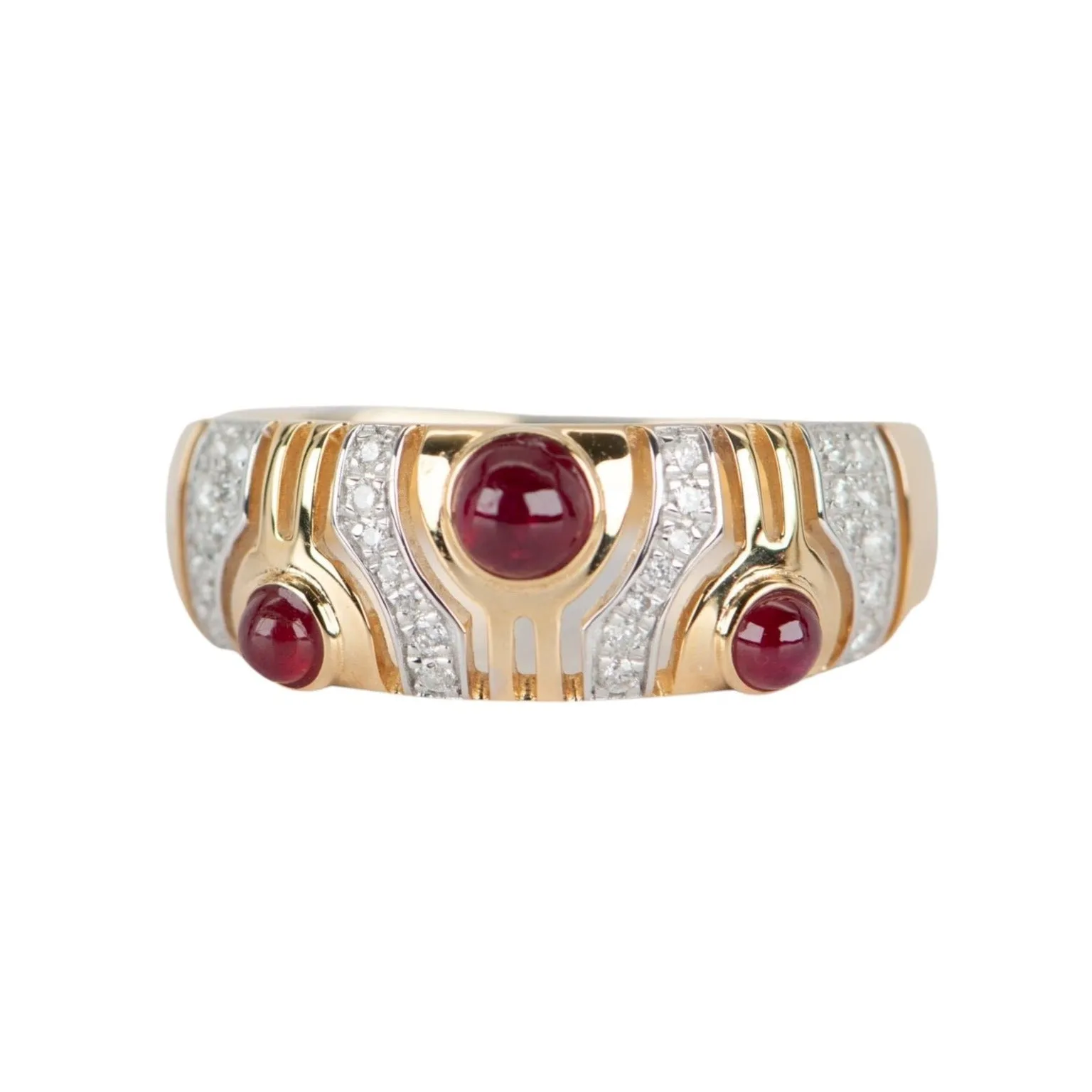 18K Gold Ruby and Diamond Wedding Band Light Weight R5072