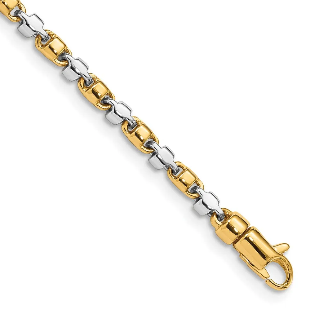 2.6mm 14K Two Tone Gold Solid Fancy Chain Link Bracelet