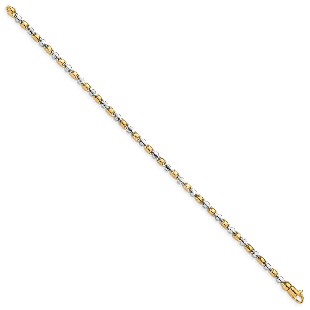 2.6mm 14K Two Tone Gold Solid Fancy Chain Link Bracelet