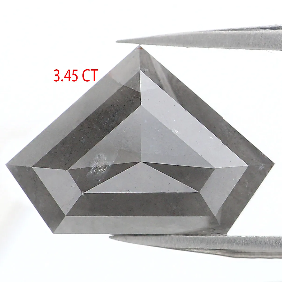 3.45 Ct Natural Loose Shield Shape Diamond Salt And Pepper Shield Shape Diamond 8.70 MM Natural Gray Color Shield Rose Cut Diamo