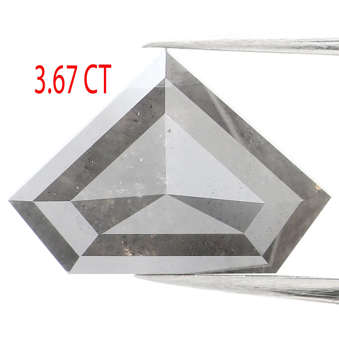 3.67 Ct Natural Loose Shield Shape Diamond Salt And Pepper Shield Shape Diamond 8.90 MM Natural Gray Color Shield Rose Cut Diamo