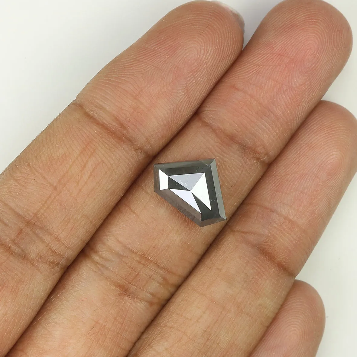 3.67 Ct Natural Loose Shield Shape Diamond Salt And Pepper Shield Shape Diamond 8.90 MM Natural Gray Color Shield Rose Cut Diamo