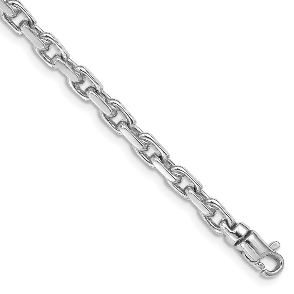 4.25mm 14K White Gold Solid Fancy Cable Chain Bracelet