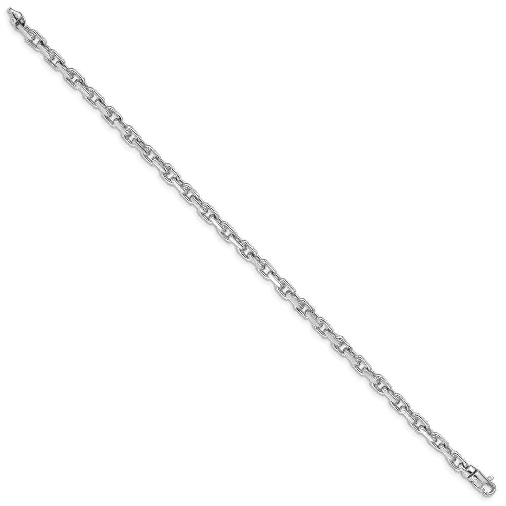 4.25mm 14K White Gold Solid Fancy Cable Chain Bracelet