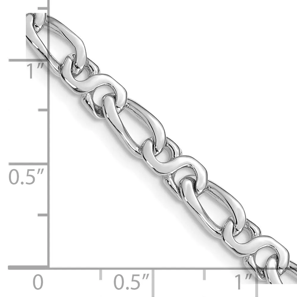 4.75mm 14K White Gold Modified Figaro Chain Bracelet