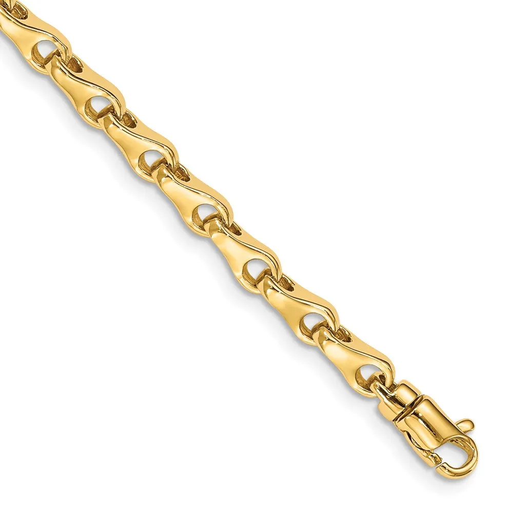 4mm 14K Yellow Gold Solid Fancy Link Chain Bracelet