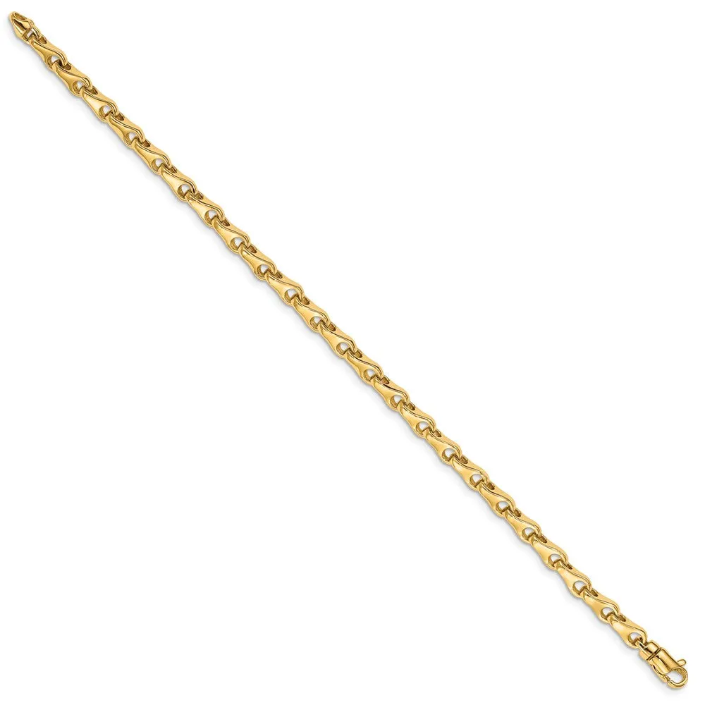 4mm 14K Yellow Gold Solid Fancy Link Chain Bracelet