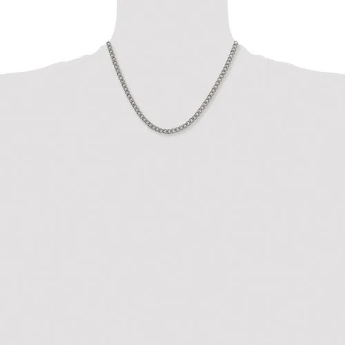 5.5mm Dark Gray Titanium Classic Polished Curb Chain Necklace