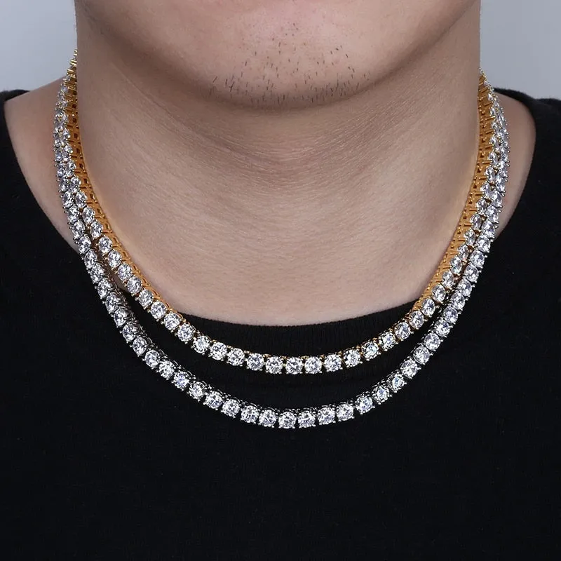 5mm Iced Out AAA Zircon 1 Row Tennis Chain Necklace Men's Hip-hop Jewelry