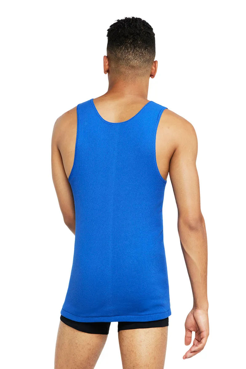 6 x Bonds X-Temp Blue Mens Chesty Cotton Plain Singlet Vest Tank Top