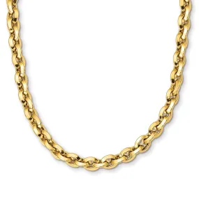 8mm 14K Yellow Gold Hollow Knife Edge Rolo Chain Necklace, 17.25 Inch