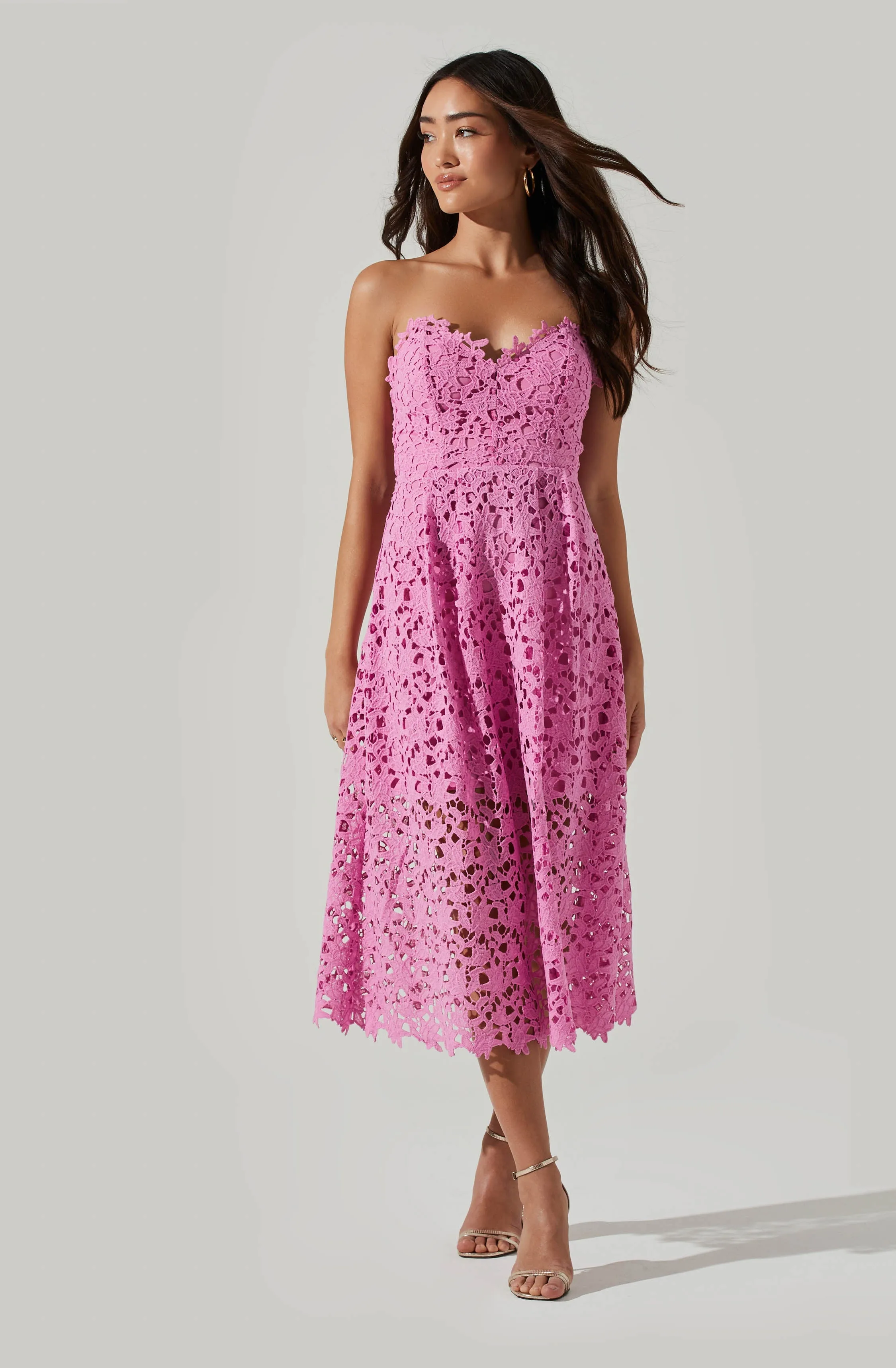 Anaya Strapless Lace Midi Dress