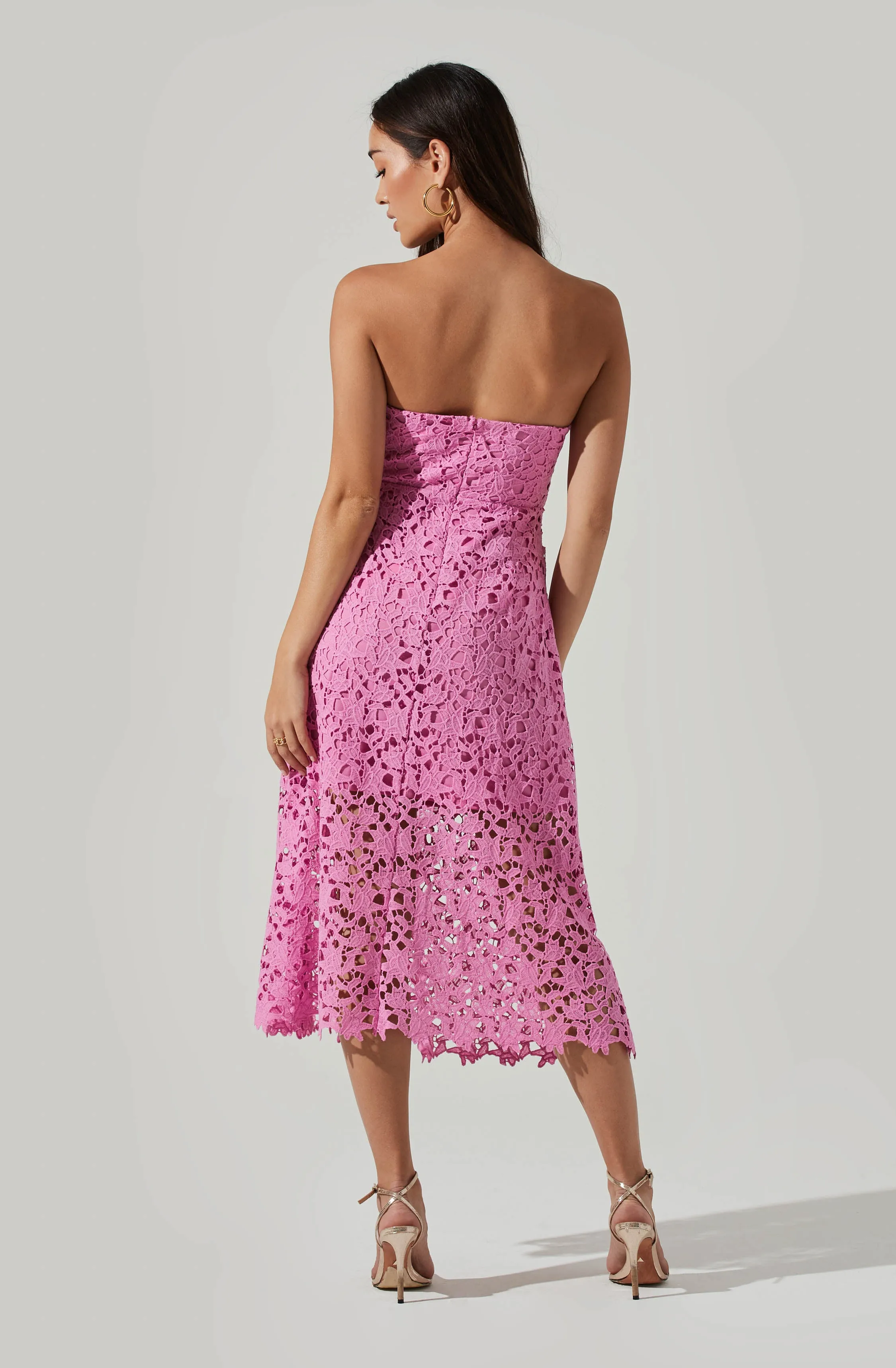 Anaya Strapless Lace Midi Dress