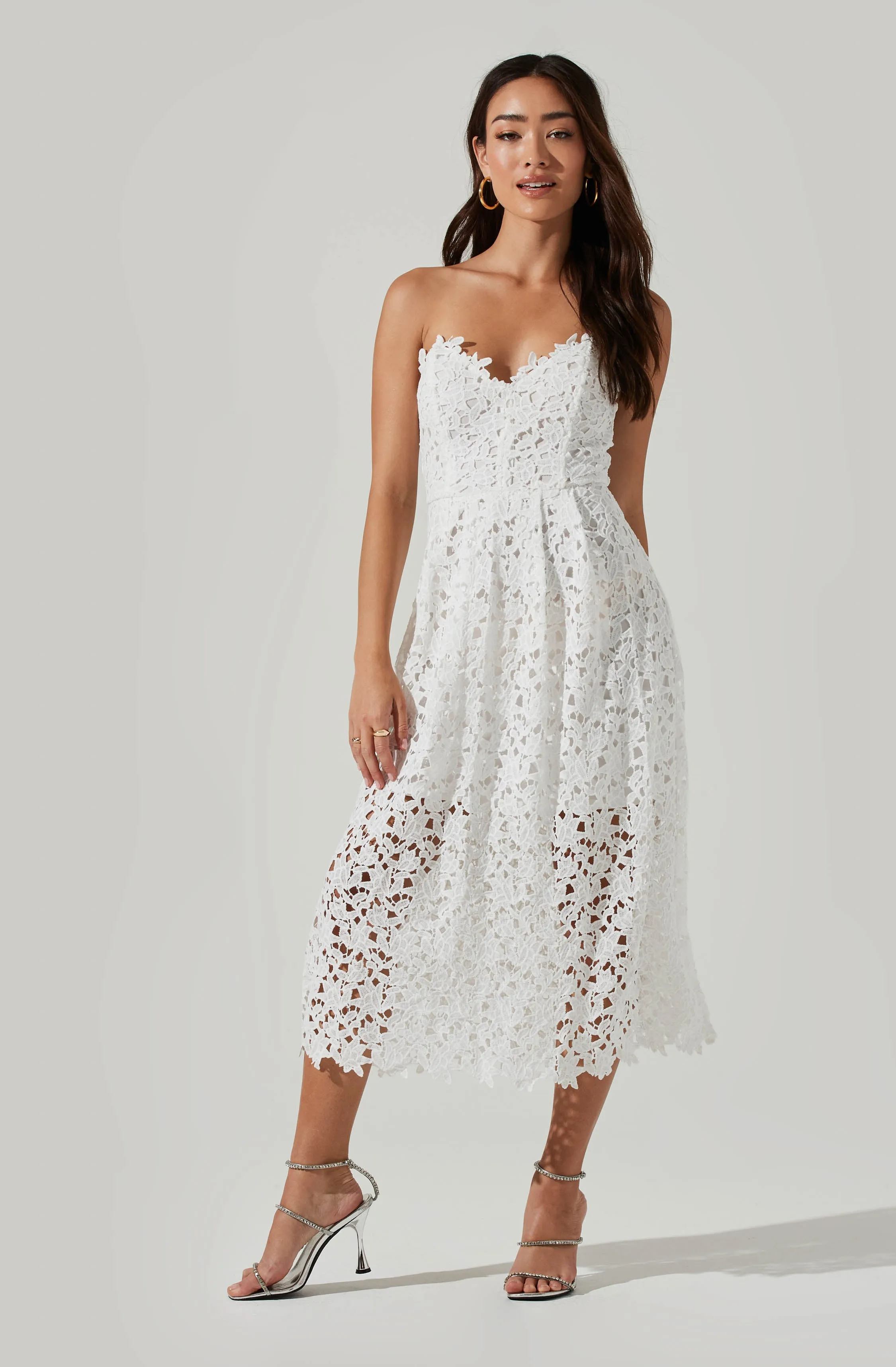 Anaya Strapless Lace Midi Dress