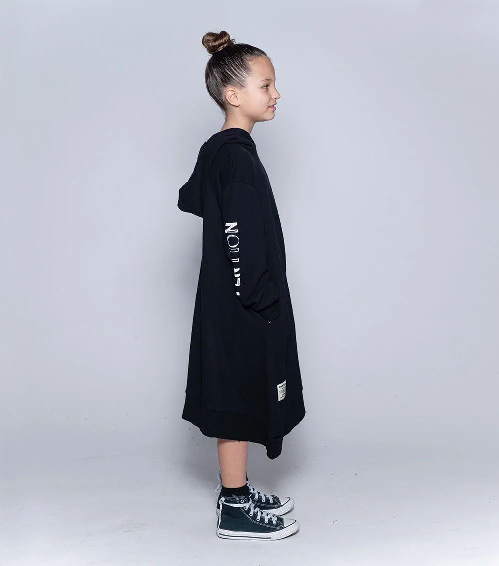 attention hooded dress