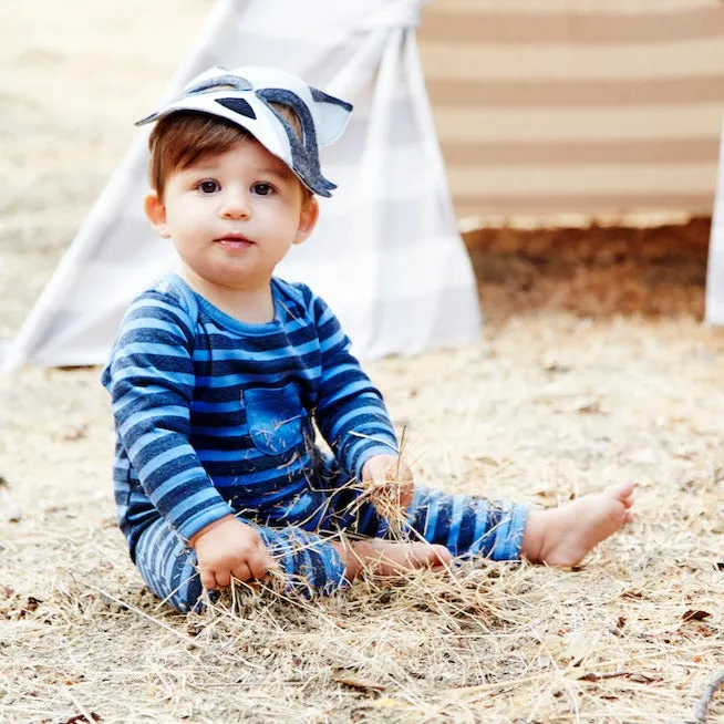 Baby Fleece Charcoal Stripe Romper