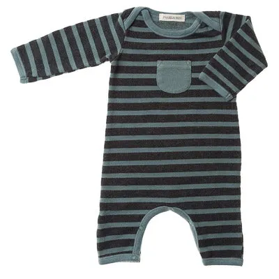 Baby Fleece Charcoal Stripe Romper