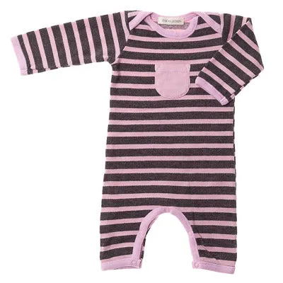 Baby Fleece Charcoal Stripe Romper