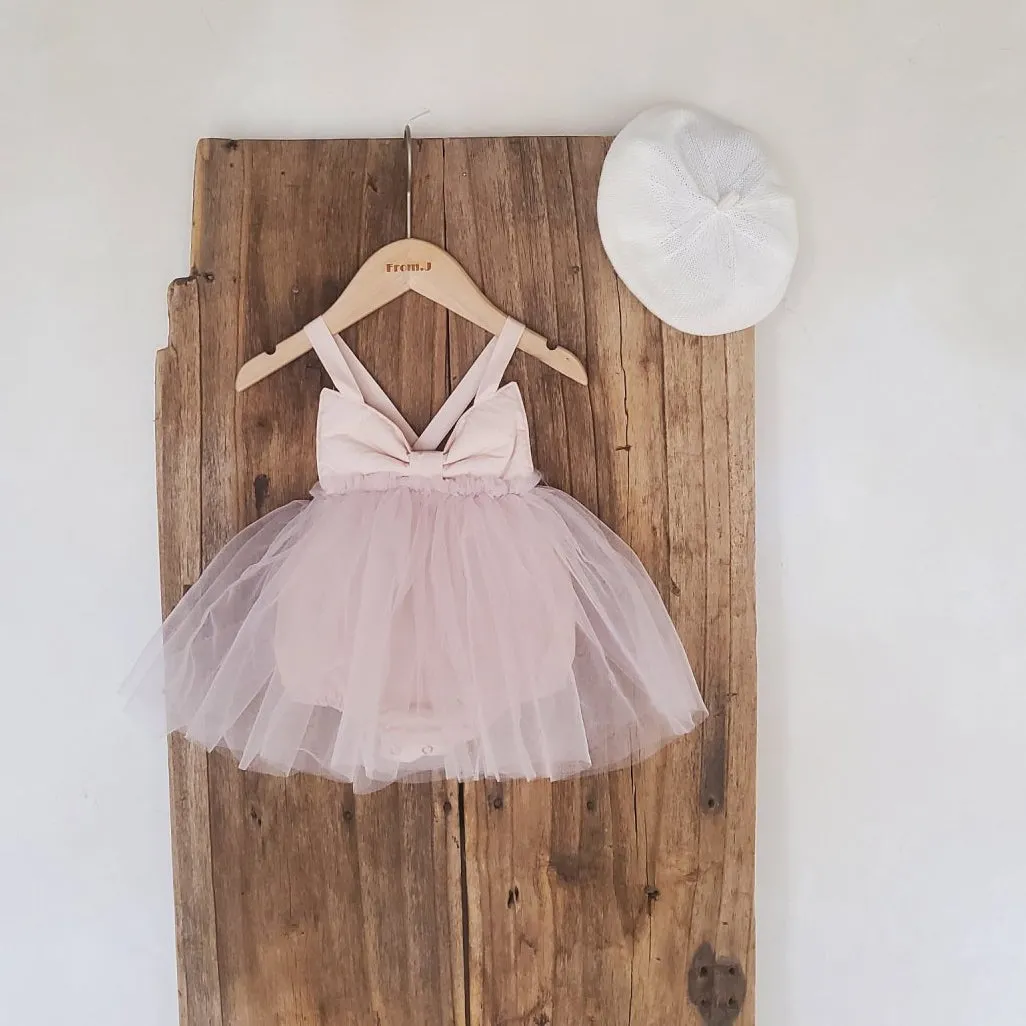 Baby Sleeveless Bow Tutu Dress Romper (3-18m) - Pink