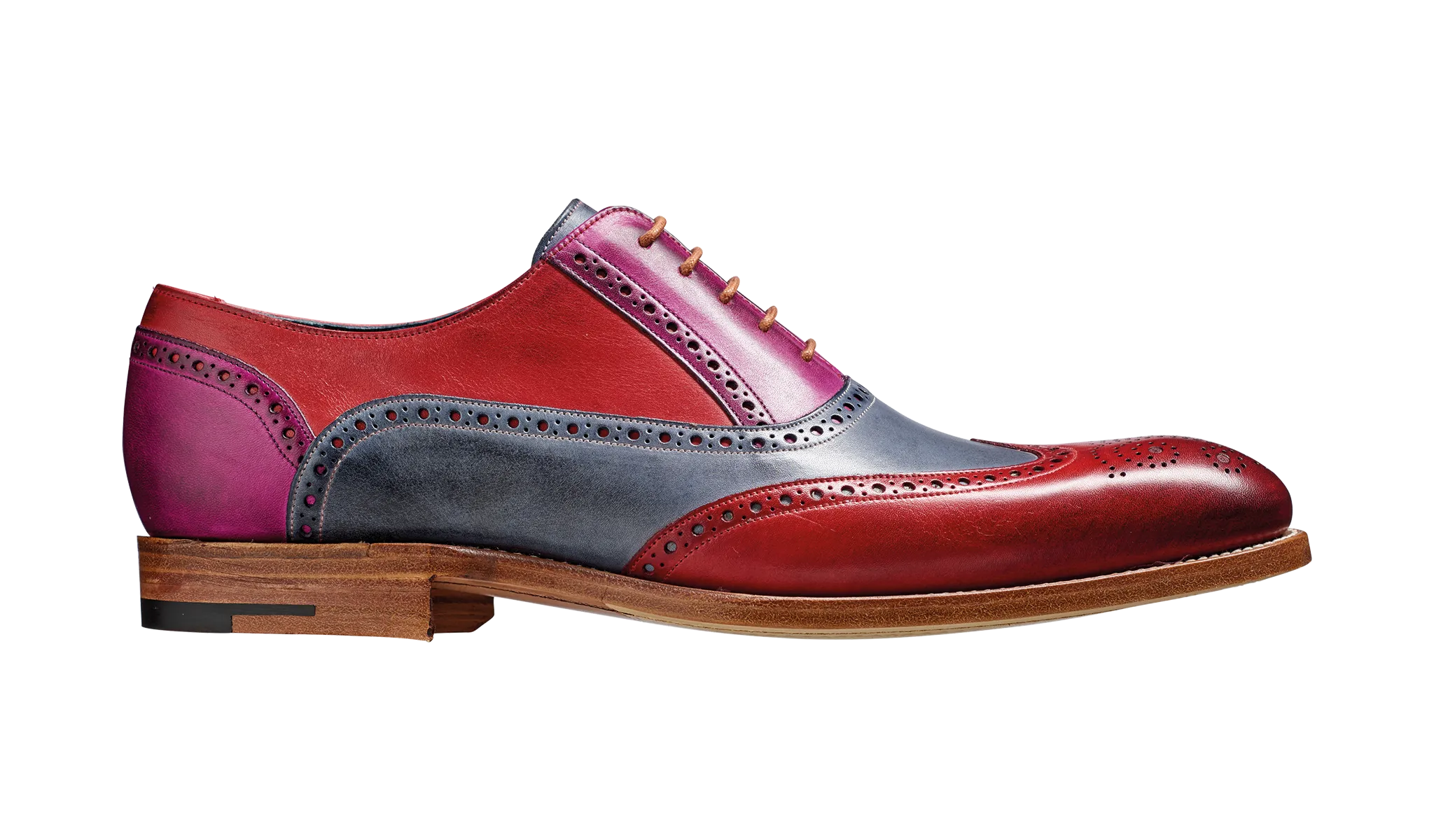 Barker Valiant Full Brogue Oxford Shoe - Red / Grey / Purple Hand Painted