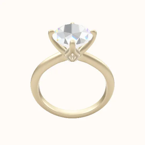 Beveled Solitaire Engagement Ring With Petal Compass Prong Head