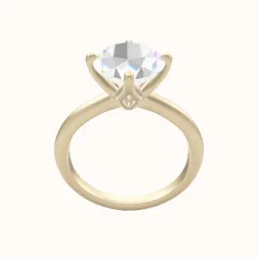 Beveled Solitaire Engagement Ring With Petal Compass Prong Head