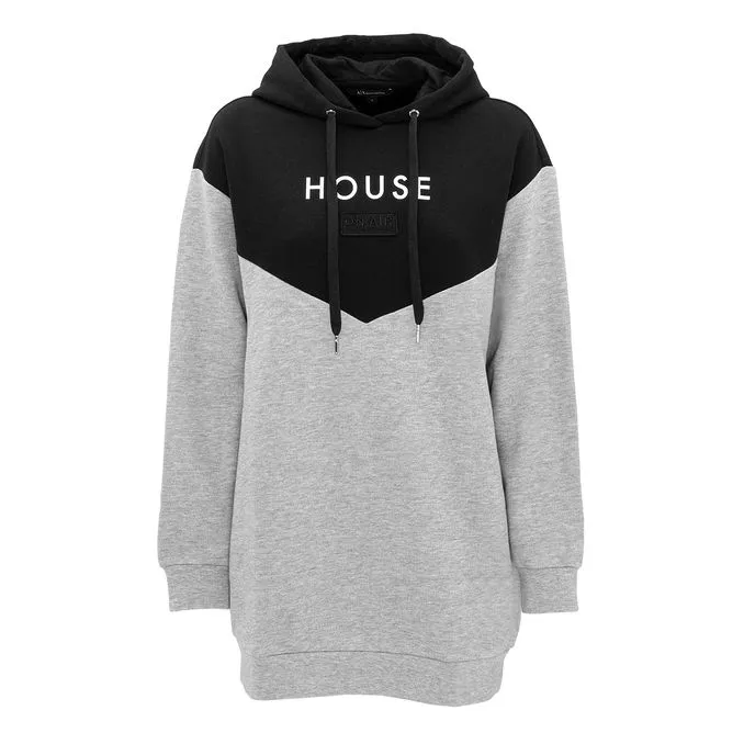 BICOLOR HOODED SWEATSHIRT Woman Grey Black