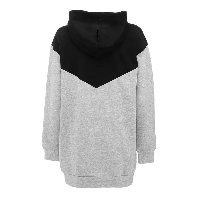 BICOLOR HOODED SWEATSHIRT Woman Grey Black