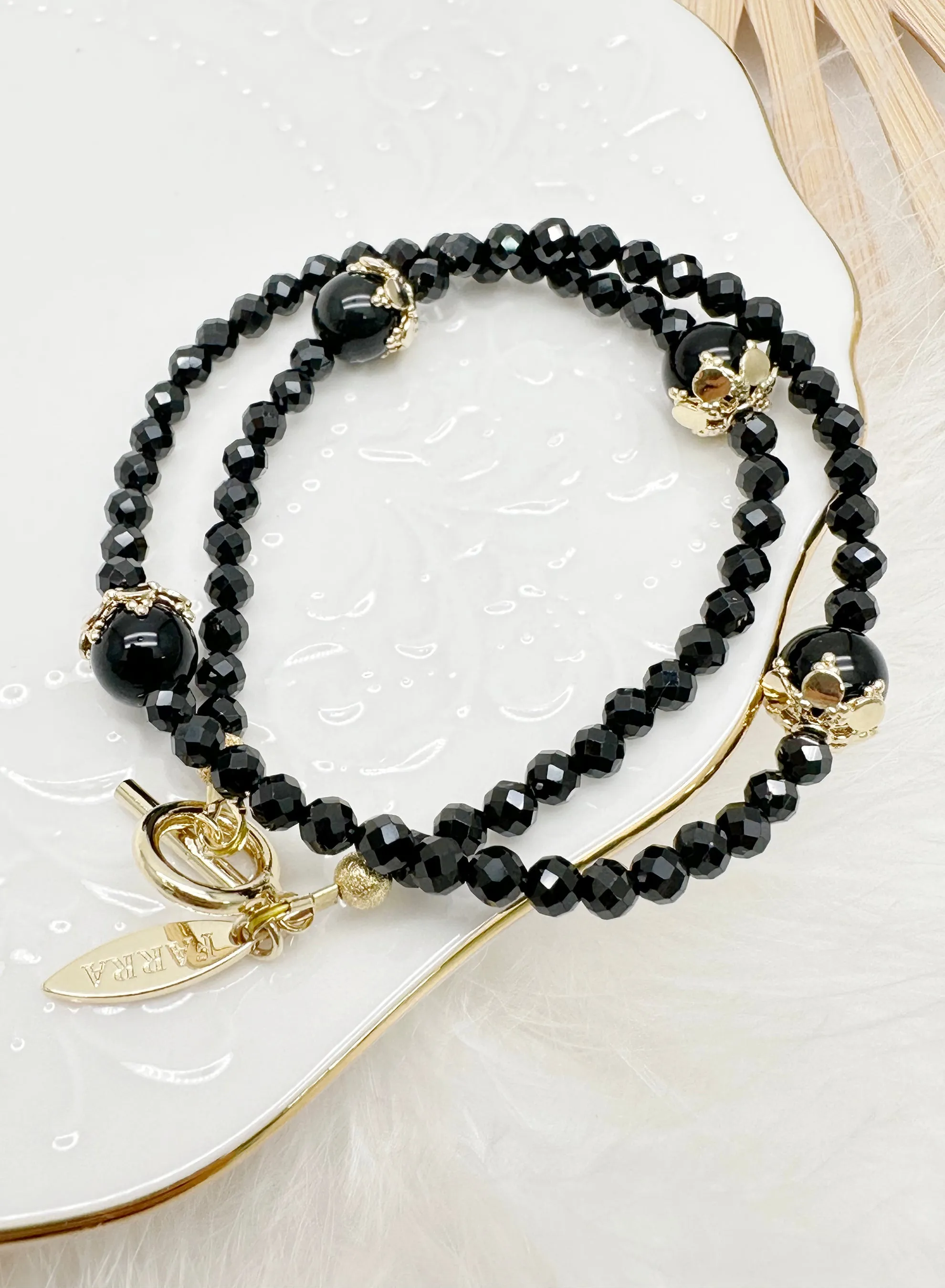 Black Obsidian Double Wrapped Bracelet KB010