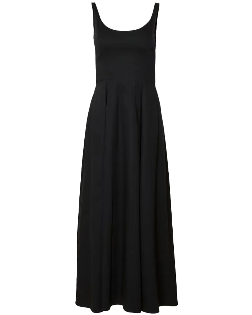 Black Scoop Neck Midi Dress