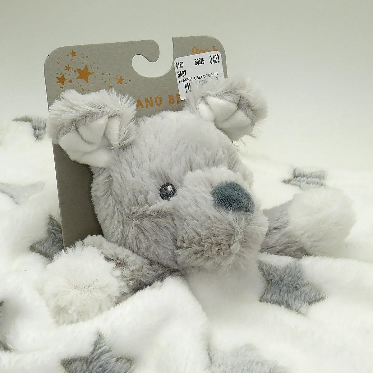 Blankets and Beyond Soft Gray Dog NUNU with Gray Stars Baby Security Blanket