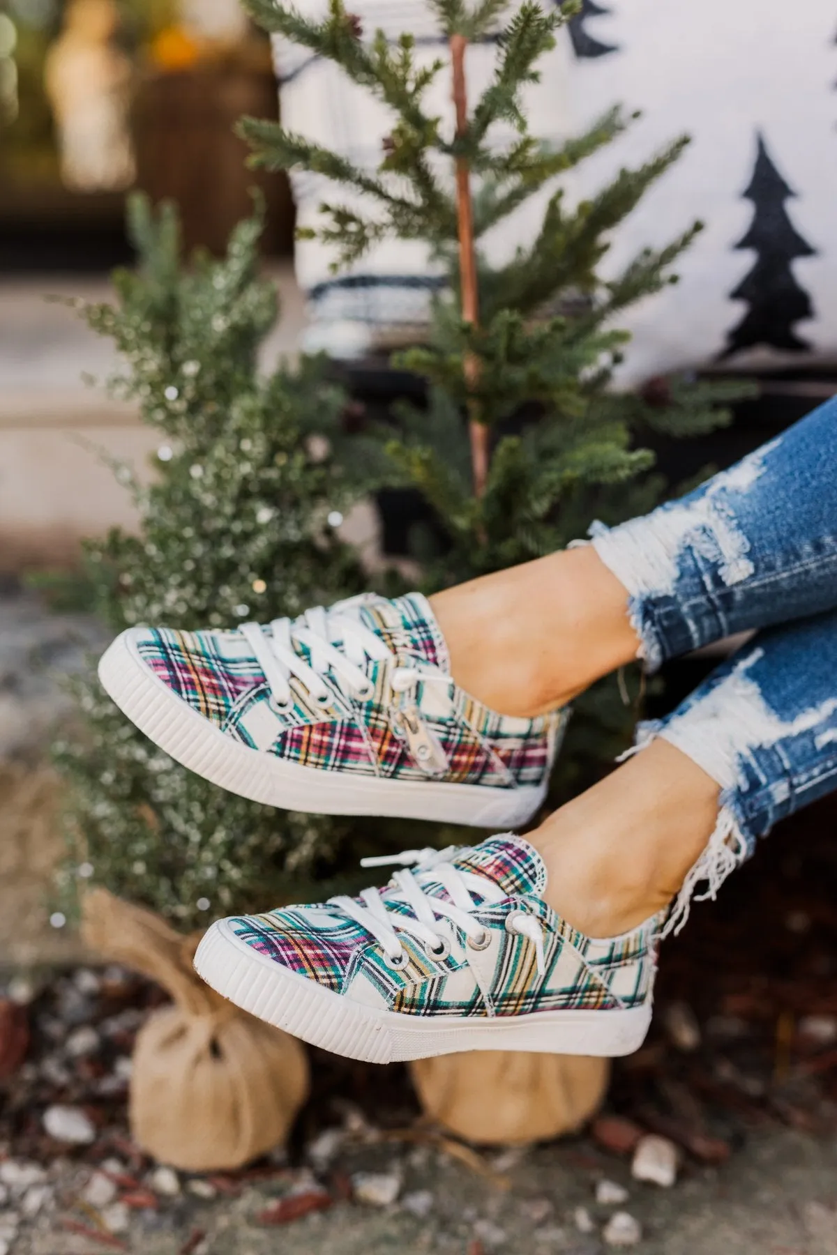 Blowfish Fruit Sneakers- Cream Ivy League Plaid